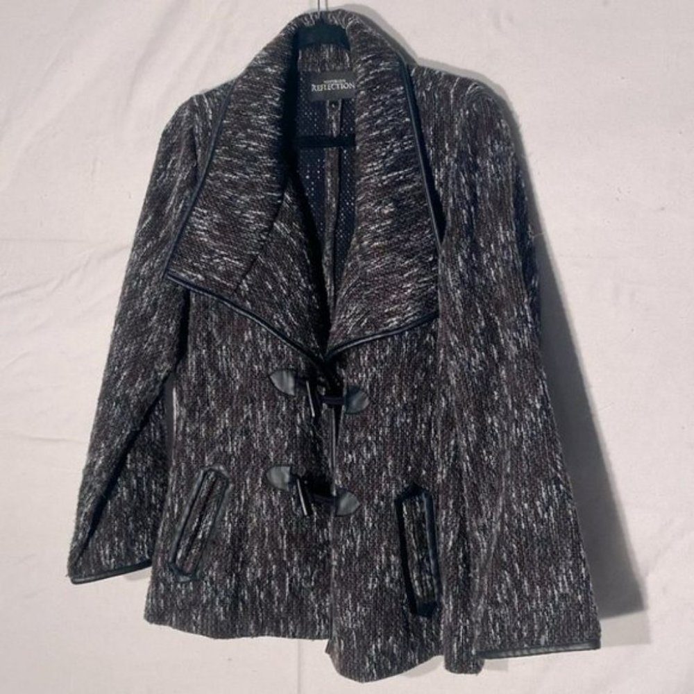 NORTHERN Reflections Brown Black Wool Blend Toggle Closure Pea Coat - Picture 13 of 13